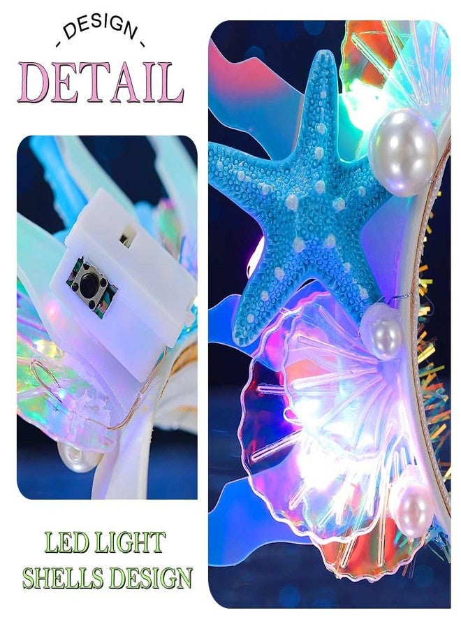 TWINKLEDE Light Up Mermaid Headband LED Glow Starfish Sea Costume Hair Accessories for Women (Starfish, Blue) - Image 4